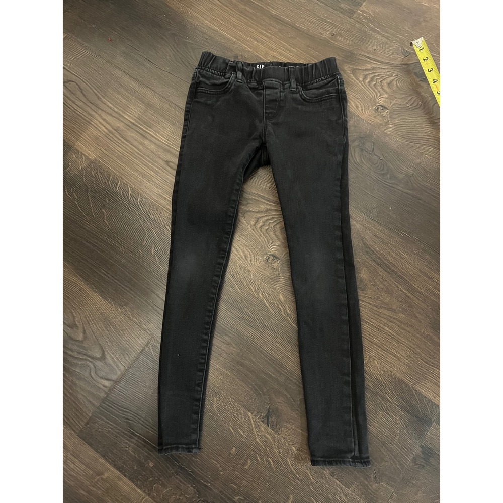 Gap Kids Girls Black Pull On Jeggings Size 8 Elastic Waist Slim Fit Denim Pants